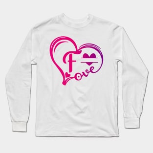 letter f monogram in the shape of love Long Sleeve T-Shirt